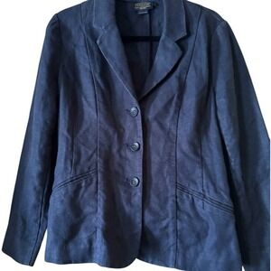 Pendleton Blazer Jacket Business Career Button Front Navy Blue